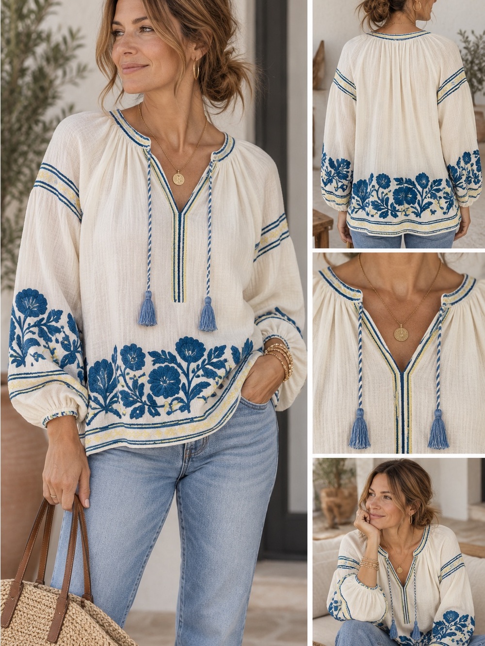 Scotch & Soda Maison Scotch Embroidered Cotton Boho Blouse M